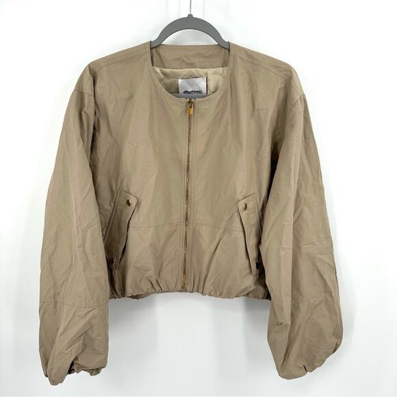 Madewell Bubble-Sleeve Bomber Jacket in tan Size L - Picture 1 of 10